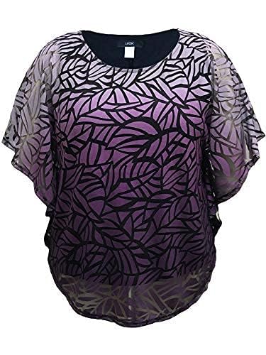 Image of LEEBE Women and Plus Size Double-Layered Burnout Poncho Blouse Top (S-5X)
