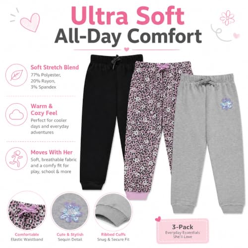 Image of BTween Kids Girls Fashion Stretch Waist Ultra Soft Jogger Pants Set 3 Pack Bundle