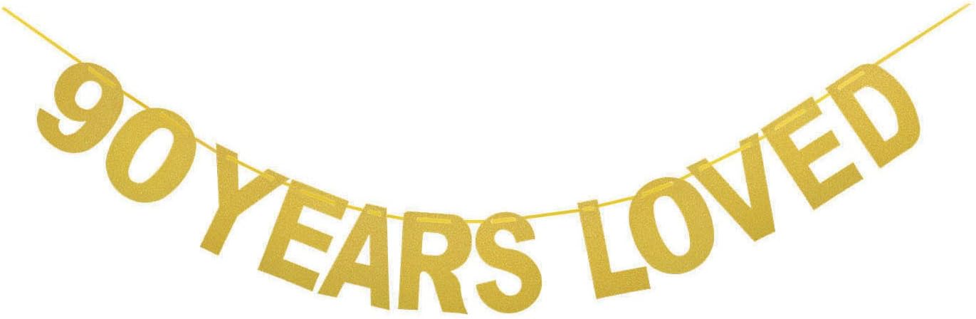 90th Birthday Banner Gold Glitter – Dekoration Für Den 90. Geburtstag