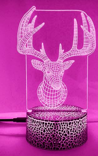 Lámpara de mesa ilusión 3D ciervo cambio 16 colores miniatura 2