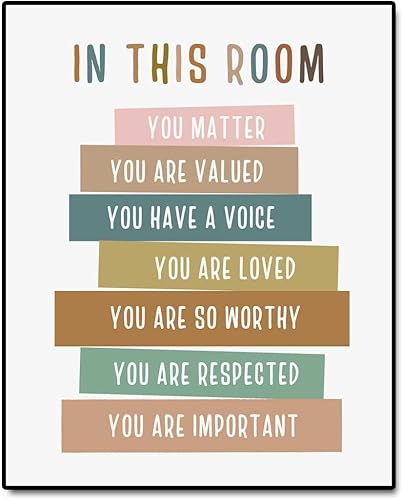 linyupro In This Room You Matter, You Are Loved, decoración de aula, inclusión, arte de pared para el aula, póster escolar, decoración de sala de