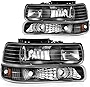 ECCPP Headlight Assembly For Chevrolet Silverado 1500/2500 1999-2002,For Silverado 3500 2001-2002,For Chevrolet Suburban 1500/2500 2000-2006 Driver and Passenger Side Headlamps