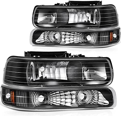 ECCPP Headlight Assembly For Chevrolet Silverado 1500/2500 1999-2002,For Silverado 3500 2001-2002,For Chevrolet Suburban 1500/2500 2000-2006 Driver and Passenger Side Headlamps