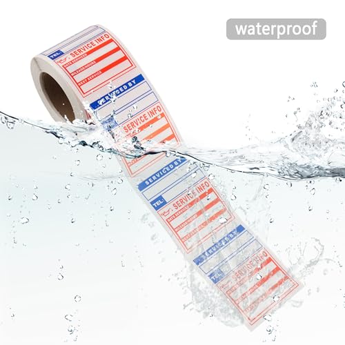 Image of 300PCS Car Oil Change Stickers for Windshield,Next Service Due Sticker,2 inchx2 inch Removable Vinyl Stickers for Most Cars Trucks SUVs (Blue Red 2)