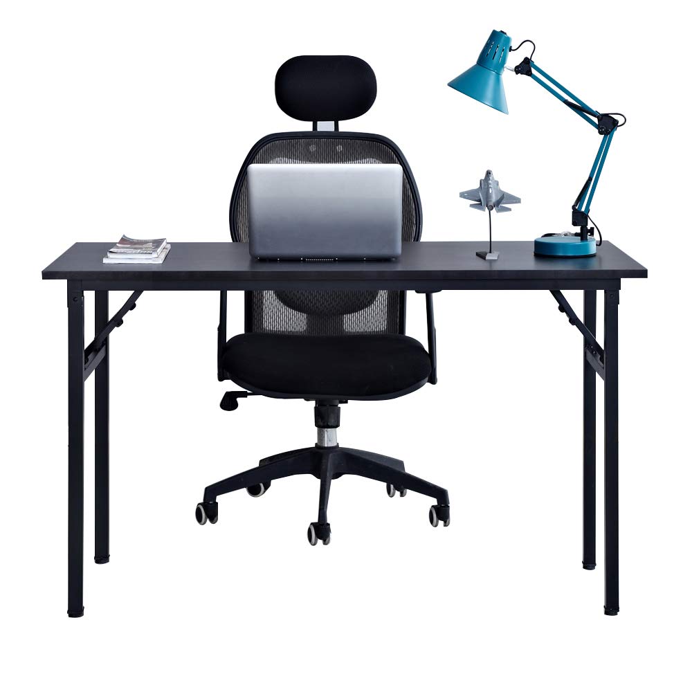 sogesfurniture Opvouwbaar computerbureau, klaptafel, keuken, klein wandbureau, inklapbaar, 80 x 40 x 75 cm, console, meubels, hout, metaal, voor werk, conferentie, gaming, thuis, teak en zwart