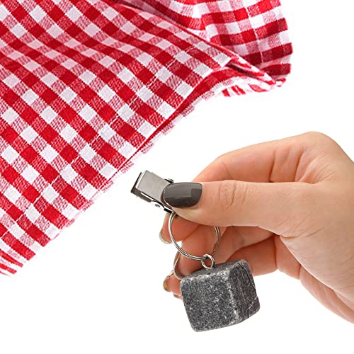 AVLA 8 Pack Tablecloth Weights, Table Covers Pendant Stones with Metal Clip Clamp, Heavy Table Cloth Marble Cubes Hangers, Stainless Steel Clips for Decoration, Outdoor, Picnic, Family Dinner Party - Thumbnail 3