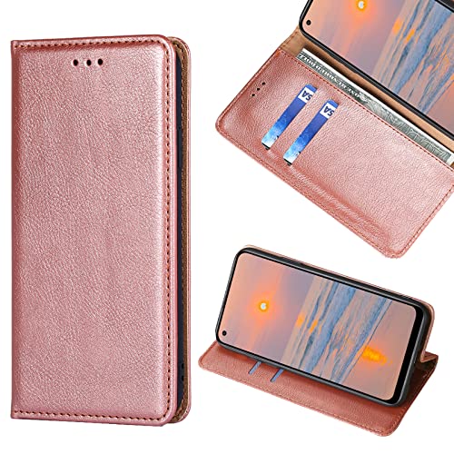 KWATUNG oppo reno 7a手帳型ケース 合皮レザー oppo reno 7aカバー oppo reno7a ケース 手帳型 おしゃれ oppo reno7a 手帳型ケース 手作 oppo reno7 a 手帳ケース 耐衝撃 全面保護 oppo reno7aケース 汗や指紋防止ローズゴールド