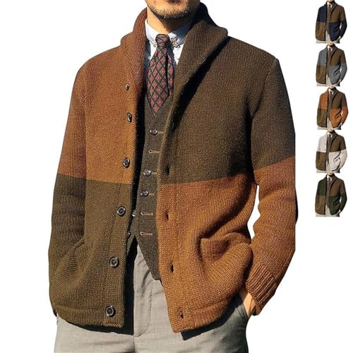 Mens Shawl Collar Cardigan Sweater Knitted Button Down Sweaters Winter Chunky Knitwear Overcoat4