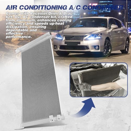 Image of Air Conditioning A /C Condenser Compatible with Lexus CT200h / Toyota Prius Plug-In # 3790, 940175, 8846047150, 8846076010, 8845002500