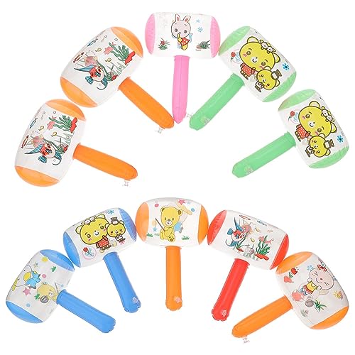 LOGOFUN 8Pcs Cartoon Inflatable Hammer Colorful Hammer Toy with Bell Squeaky Inflatable Cartoon Hammer Prop for Kids Play - Random Style