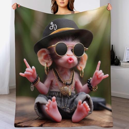Couverture singe impression 3D en polaire flannel 140x180cm - 2