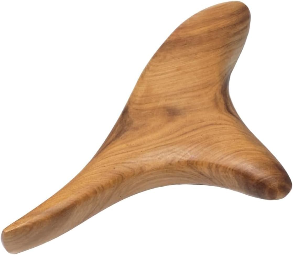 Tazweeq Wood Therapy Massage Tools, Triangle Gua Sha Massager, Reflexology Therapy Tool for Face & Body, Skin Care Stick for Muscle Relaxation, Sturdy SPA Quality Beauty Instrument