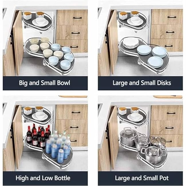 Pull Out Kitchen Storage Kitchen Organizer Blind Corner Pull Out Organizer Pull-Out Basket Corner Flying Saucer Basket Soft Close Blind Organizer Pull Basket Kitchen Cabinets with Two Shelf