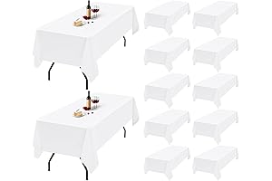 12 White Rectangle Tablecloths for 8 ft Tables