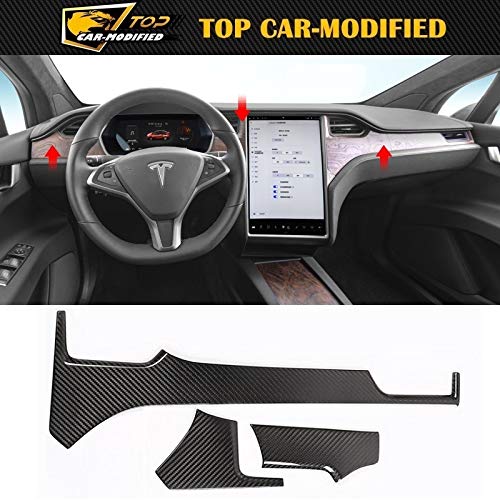 Pokrowiec dekoracyjny do samochodu Tesla Model S X 2014-2019 włókno węglowe konsola środkowa naklejka na konsolę środkową samochodu akcesoria do ulepszenia wnętrza samochodu (kolor: gładki)