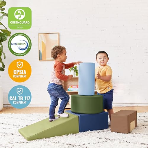 Image of ECR4Kids SoftZone Crawl and Climb Playtime Playset, Building Blocks, Earthtone, 6-Piece