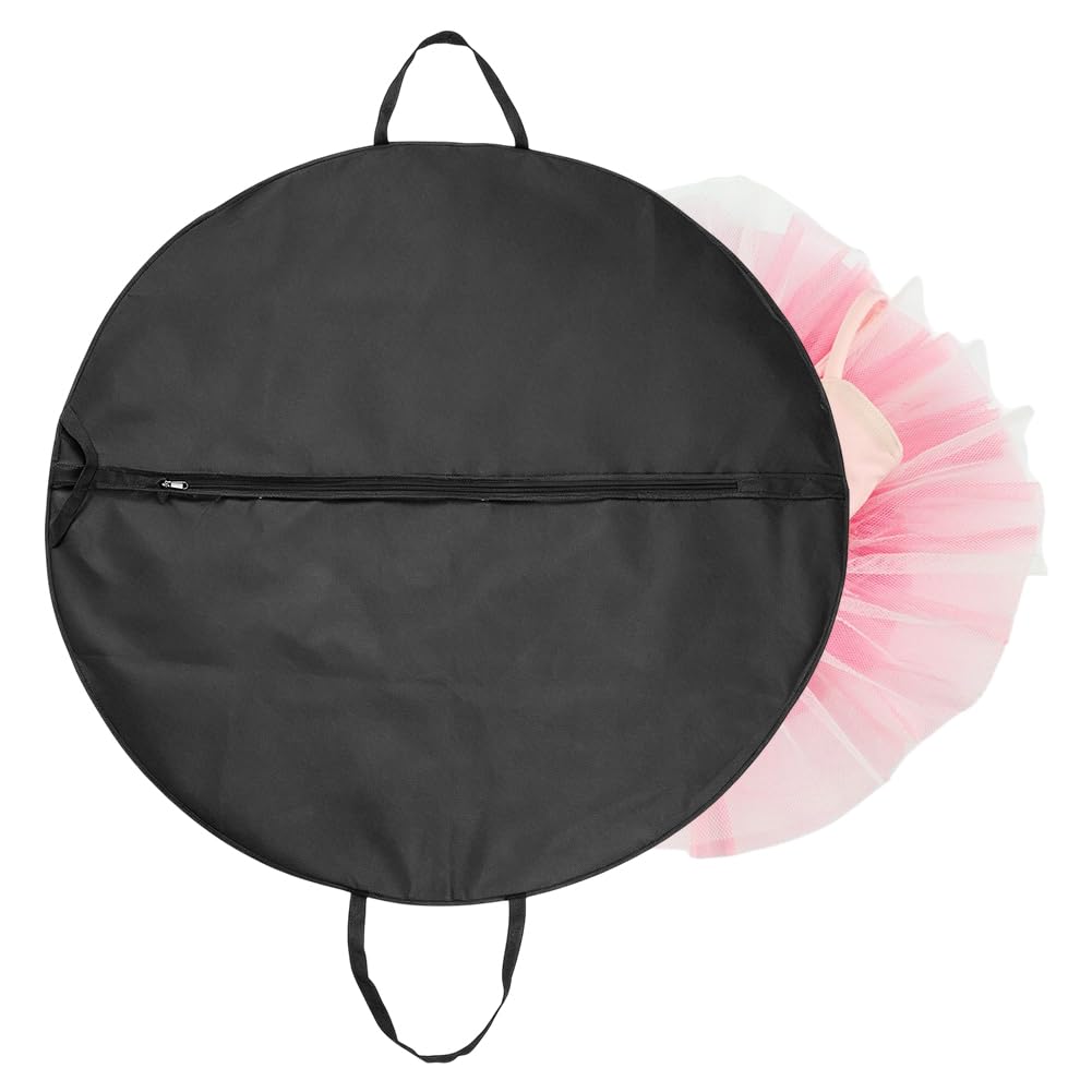 AHANDMAKER Tutu Garment Bag, 41.7 Inch Foldable Dance Costume Bags with Straps and Full Zipper Black Pancake Ballet Bags for Dance Costume Skirt Travel Storage Ballerinas Competitive Dancers