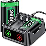 Charger with Xbox One/Series X|S Controller Battery Pack, 2x2600 mAh Rechargeable Battery Pack for Xbox Series X|S/Xbox One/Xbox One S/X/Elite, Battery Pack with Xbox Controller Charger Station