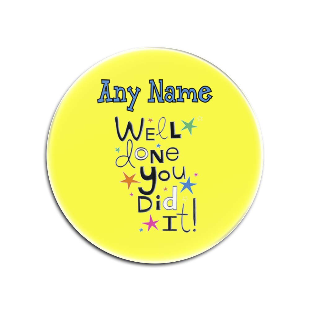 Personalised Gift - Well Done Your Did It Round Glass Coaster (Occasion Design Colour) Any Name / Message Unique - Mat Pad - Pass Exam Congratulation School University College Student Year Job Work