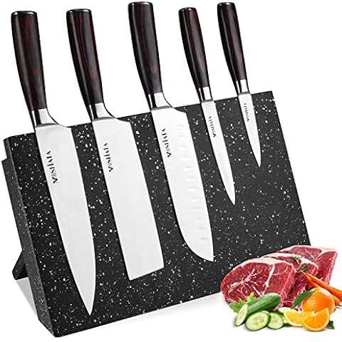 MOSFiATA Magnetic Knife Block - Strongly Magnetic Knife Holder - Magnetic Knife Stand Without Knives - Kitchen Universal Storage Rack Cutlery Display Stand Black Cover