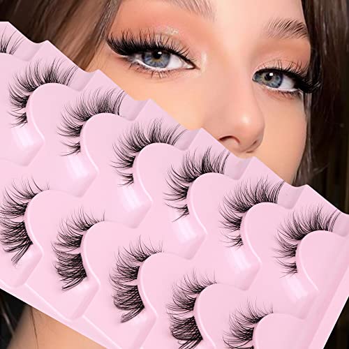 False Eyelashes Natural Look Wispy Clear Band Lashes Fluffy Eyelash Clusters Short 3D Faux Mink Cat Eye Lashes Pestañas Eyelashes 7 Pairs Multipack By Eefofnn #TOP3