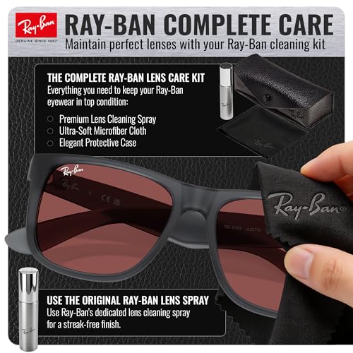 Image of Ray-Ban RB4165 JUSTIN CLASSIC Square Shape Sunglasses for Men with Official Eyewear Kit