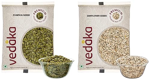 Image of Amazon Brand - Vedaka Premium Pumpkin Seeds, 200g & Vedaka Premium Sunflower Seeds, 200g