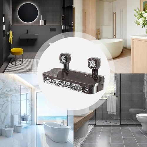 Étagère de douche d'angle sans perçage avec panier de rangement perforé - 5