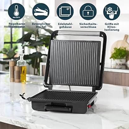 Princess 112425 Kontaktgrill - Multifunktional - Grillfläche 30 x 27 cm - 2000 W - Thermostat -Edelstahl - Silber – Bild 6