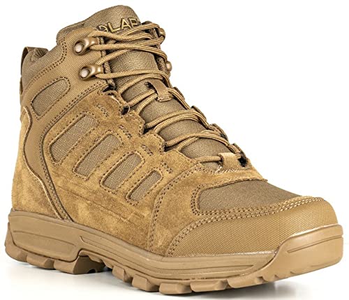 LAPG Men's Terrain Mid Hiking Boots, Durable and Comfortable Outdoor Footwear for Trail, Work and Everyday Wear, Coyote