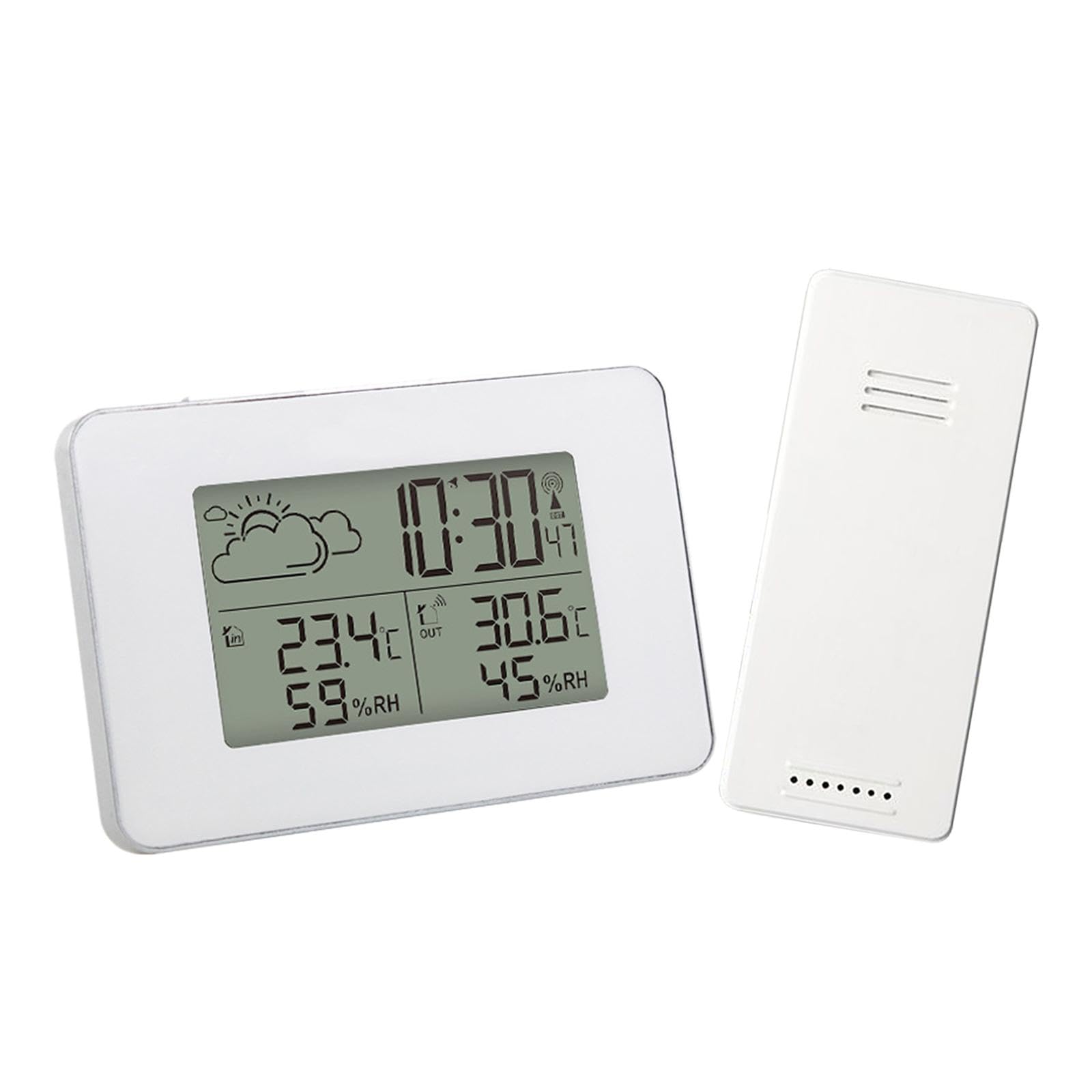 Fenteer Wetterstation für den Innen- und Außenbereich, Hygrometer, Thermometer für Büro und Wohnzimmer, Weiß
