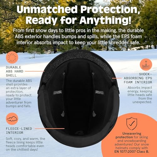 Image of Comstock Kids Ski & Snowboard Helmet with ABS Shell, EPS Impact Protection & 10 Cooling Vents - Adjustable Winter Sports Gear, Goggle Clip