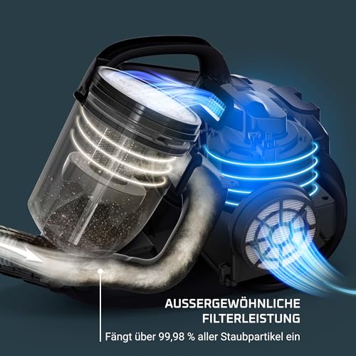 Rowenta Swift Power Cyclonic Bodenstaubsauger ohne Beutel, 900 W Motor, großer Staubbehälter 1,2l, 77 Dezibel, 7,6 m Reinigungsradius, ergonomischer Tragegiff, Staubsauger beutellos, weiß, RO2917