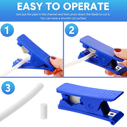 3 Pieces PTFE Plastic Tubing Cutter Hose Tube Cutter Pipe Accurate Tube Cutting Tool for Nylon PVC PU Tubing and Hose Cut up to 3/4 Inch OD (Blue) - Thumbnail 3