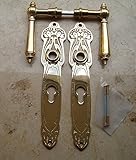  Graf von Gerlitzen Antik Messing Tür Griffe Türgriffe Langschild PZ 72 Jugendstil S6-4P