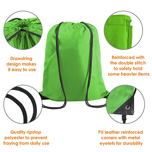 Image of BeeGreen Green Drawstring Backpack Bags Bulk 2 Pack X-Large 22.4 inch L x 17.5 inch W Sports Cinch Sackpack Gym String Bags Machine Washable Heavy Duty for Men Women