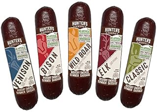 Hunters Reserve, Taste of The Wild Summer Sausages, Hickory Smoked, 5 Wild Game Flavors - Variety Gift Pack
