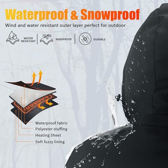 Rrtizan Gilet Riscaldato Uomo con Batteria 10000mAh, Giubbotto Riscaldanto con 15 Zone e 3 Livelli Temperatura, Impermeabile Antivento per Giubbotto Moto, Ciclismo, Pesca