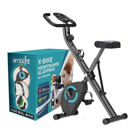 Heimtrainer Fahrrad mit Magnetbremse klappbar [16 Widerstandsstufen] Ergometer Heimtrainer Pulssensoren & LCD-Display | Crosstrainer für Zuhause | Hometrainer Fahrrad Fitnessbikes - Ambifit X-Bike
