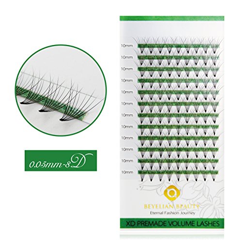 BEYELIAN Premade 8D Volume Fans Eyelash Extensions Semi Permanent Lash Extensions (0.05mm 10mm C Curl 108 pcs)