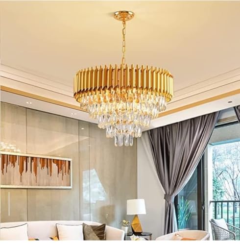 Image of Lyse Decor Chandelier for Living Room Modern Ceiling Light Jhumar for Hall Light for Living Room and Hall Round Jhoomer Show Lights for Home Decoration Ceiling (Golden 500 mm)