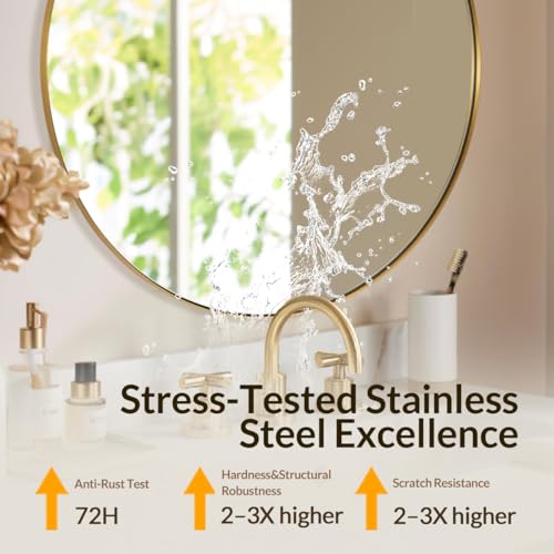 Image of ANDY STAR Champagne Bronze Mirror, Large Round Mirrors for Bathroom, 40 Inch Brushed Gold Round Mirror with Anti-Rust Metal Frame, Heavy Duty, Ideal for Home Remodel