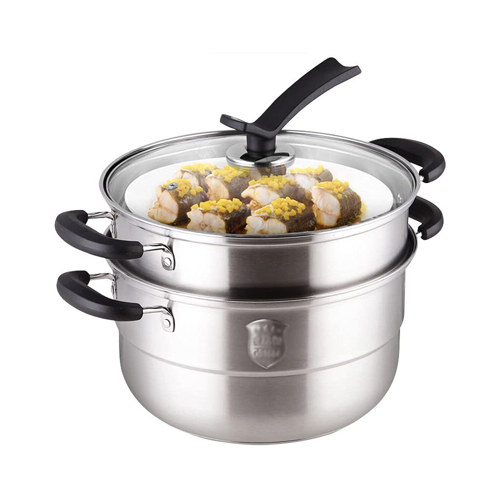 GTHTUHFD Steamer Stainless Steel Layer Thickened Steamer Buns Household Double-Layer Induction Cooker Gas Stove