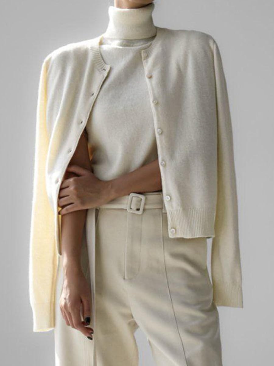 Womens White Cardigan Sweater Soft Loose Summer Cardigans for Women Lightweight Knit Button Cardigans Essentials - Image 3