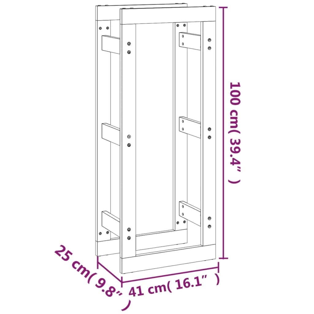 Estantería para leña de madera de pino maciza, 41 x 25 x 100 cm, soporte para leña, cesta de madera para almacenamiento seco en el salón, caseta de jardín, sótano, ayuda apilable y accesorios
