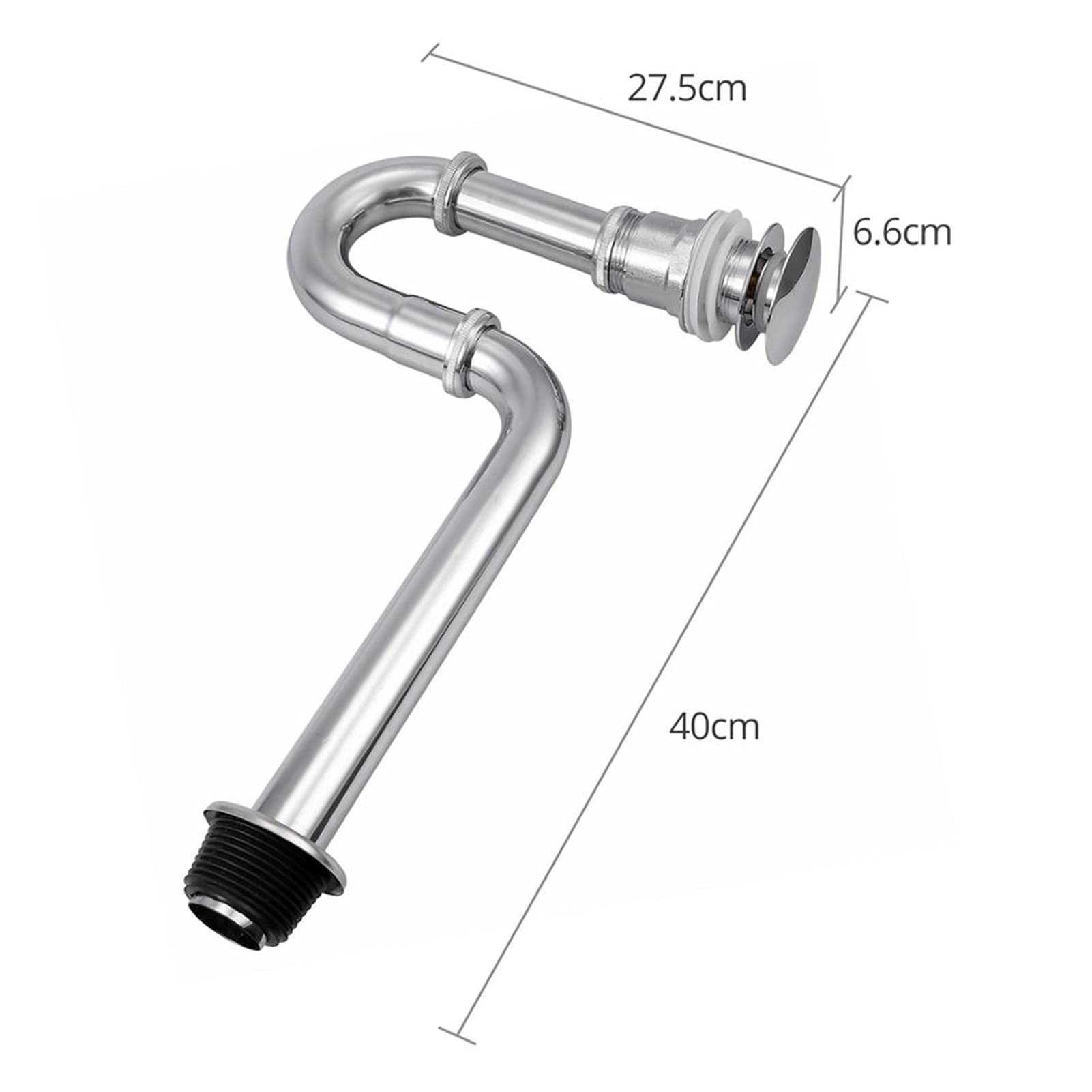 Siphon Ppop-up Ddrain Valve Vidange avec Kit De Débordement pour 42-46mm Fit pour Tous Les Éviers Communs 201 en Acier Inoxydable Exquis