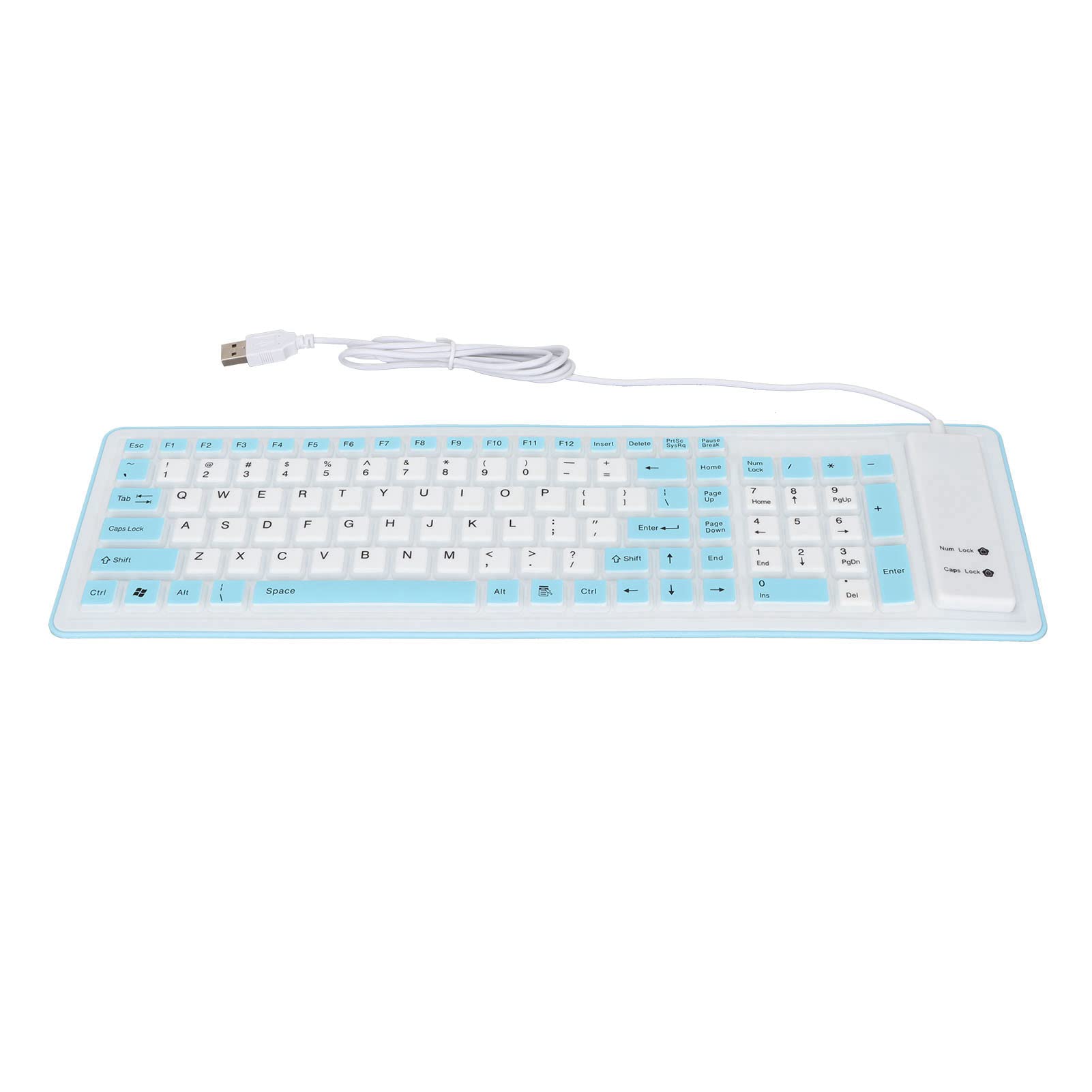 Tastiera pieghevole in silicone tastiera retrattile flessibile, 103 tasti impermeabile, antipolvere, cavo USB, silenziosa, tastiera touch morbida per notebook PC laptop (blu)