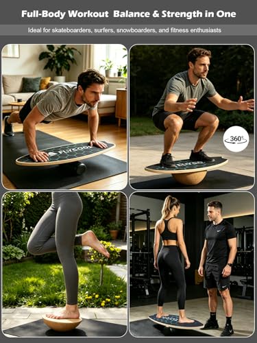 Image of Balance Board for Adult with Adjustable Stoppers: 3 Modes Wobble Board with Roller Exercise Balancing Stability Trainer for Improve Balance Non Slip Surface