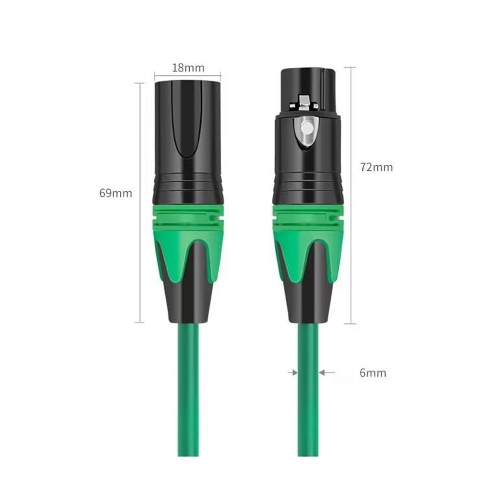 Cable De Audio De Guitarra Cable de 3 pines para micrófono, Cable de enchufe, Cable de extensión para guitarra, amplificadores de potencia de profesionales (Color : Green, Size : 5M)