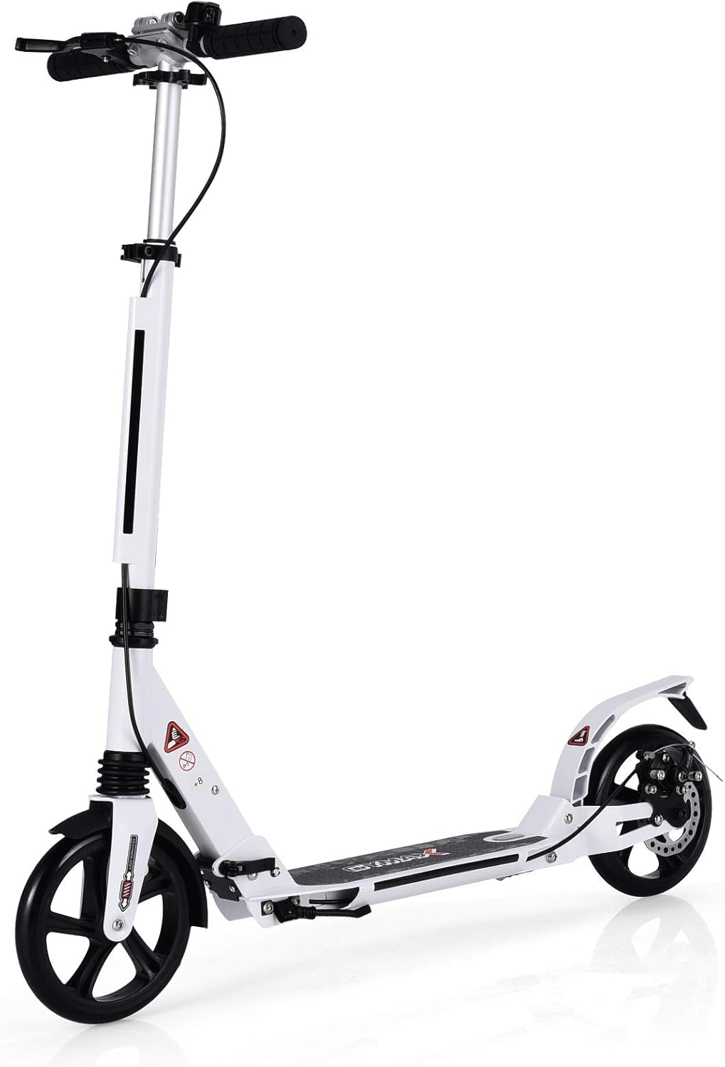 GOPLUS Scooter Plegable con Doble Freno, Patinete con Manillar Ajustable (86,5-101 cm), Sistema de Absorción de Impactos para Adultos, 8+ Años, Carga hasta 100 kg